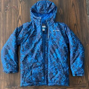 Columbia Big Boys 14/16 Large Kids Digital Camo Blue Black Jacket Winter Coat
